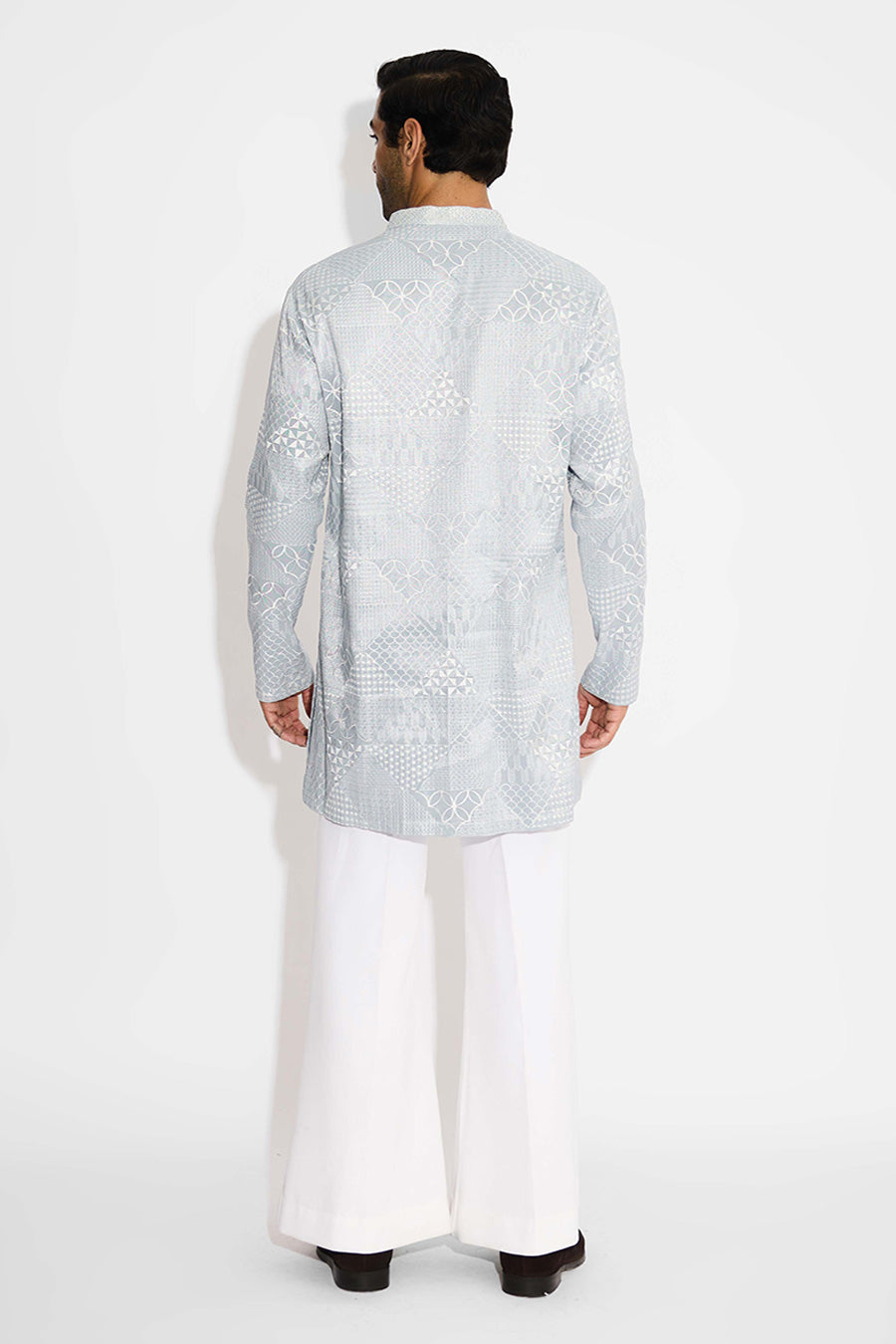 Dove Grey Orbs & Waves Short Kurta