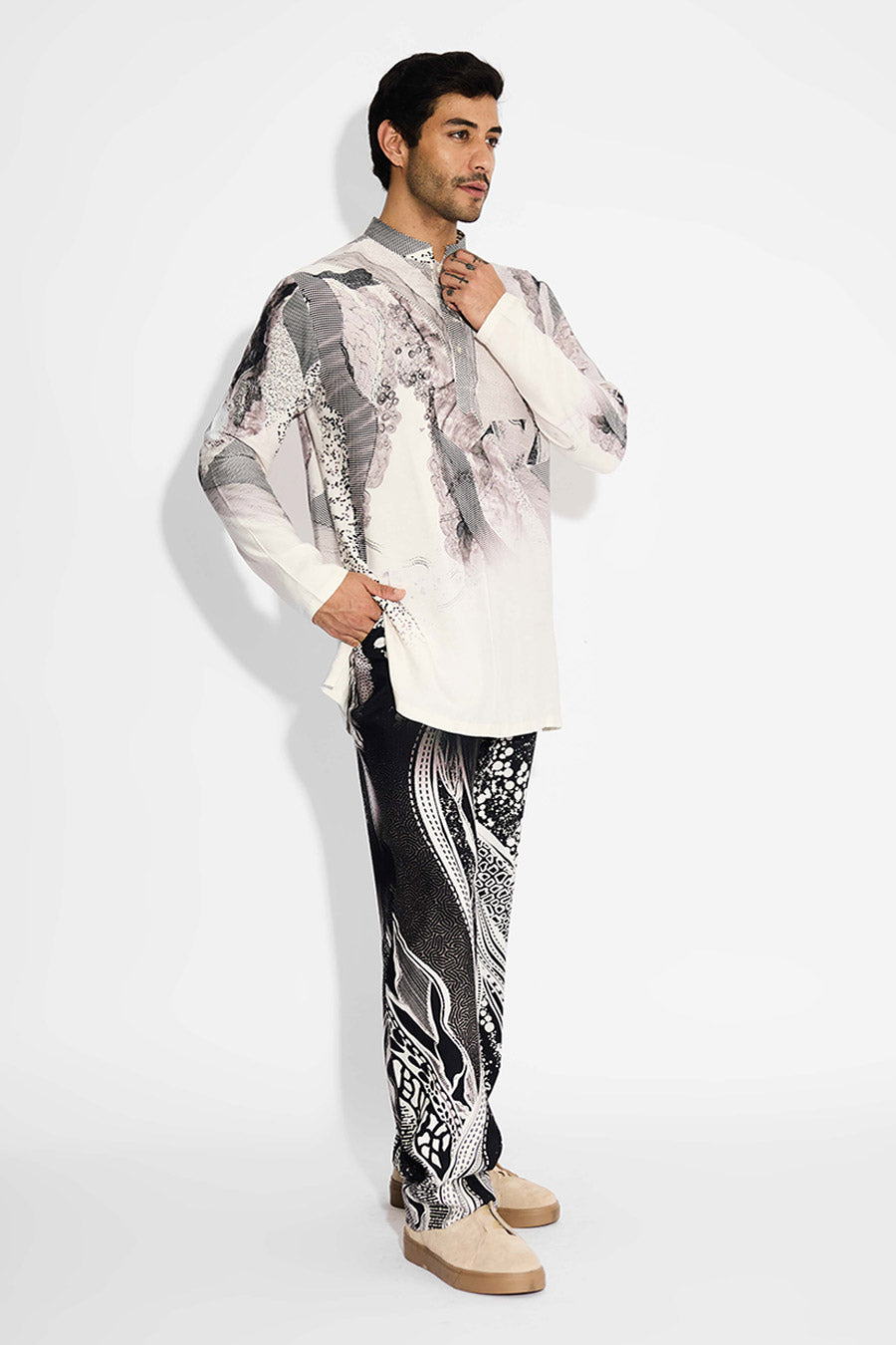 Black Morph Printed Straight-Fit Pant