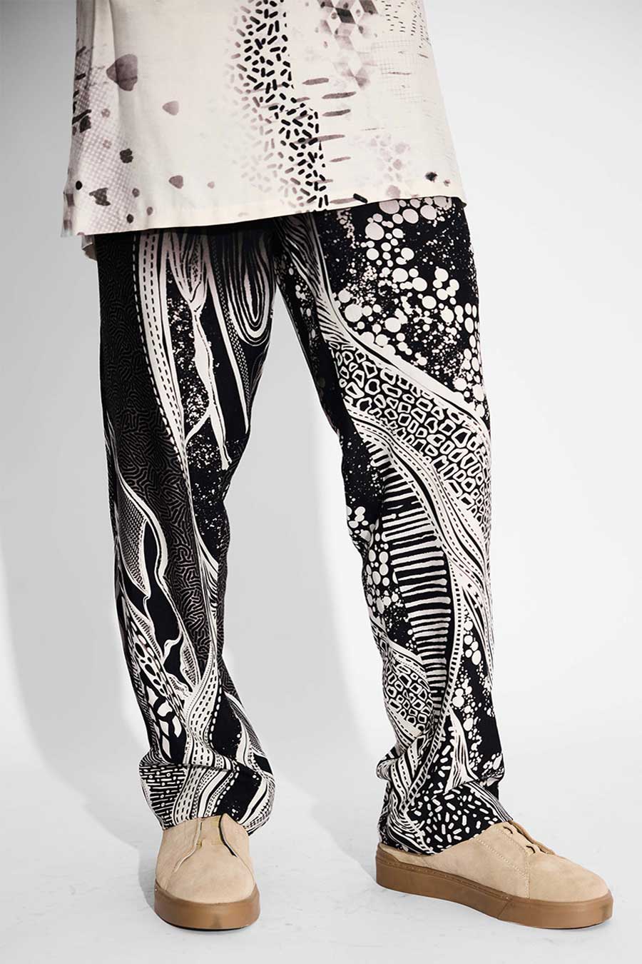 Black Morph Printed Straight-Fit Pant