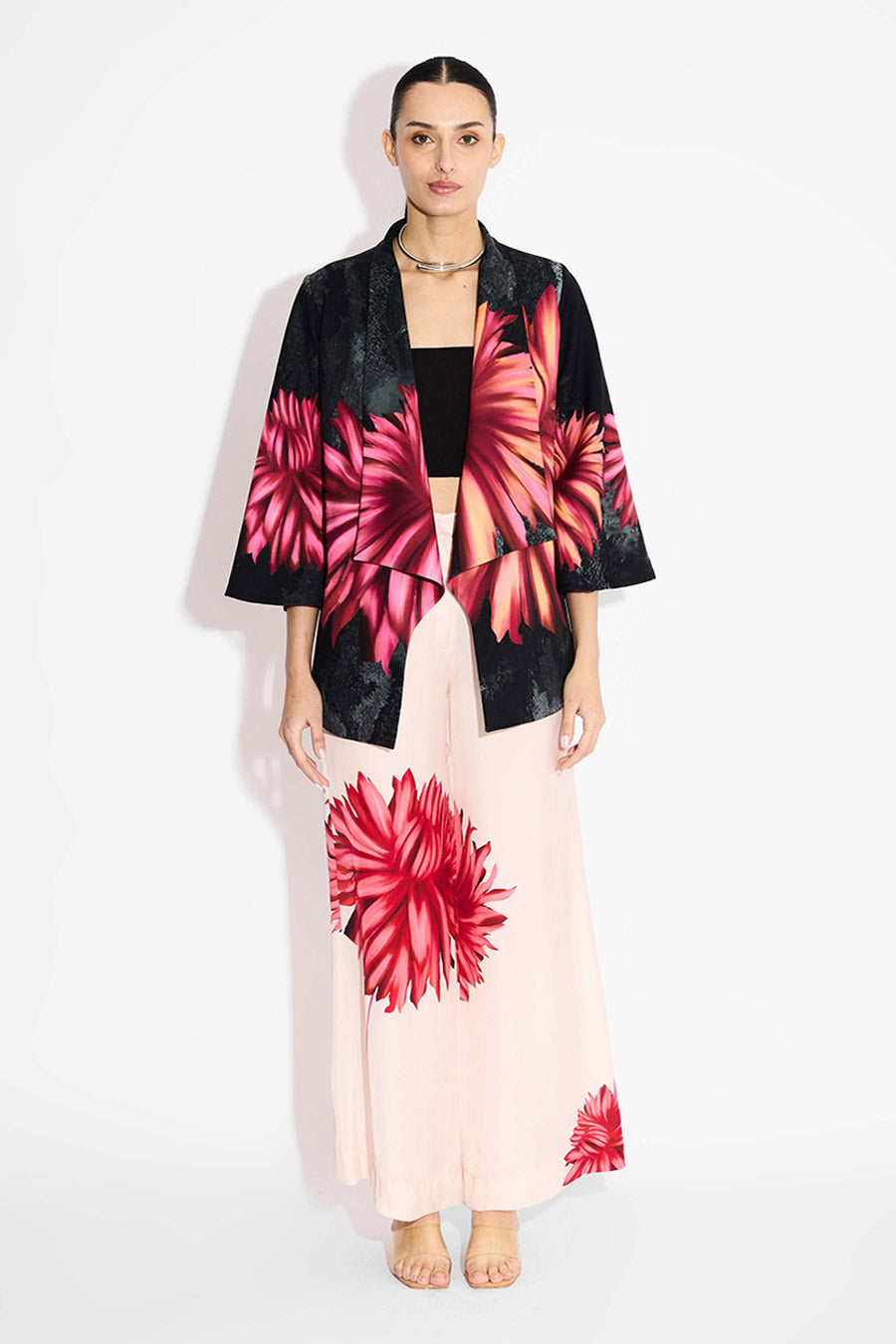 Black Floral Printed Shrug