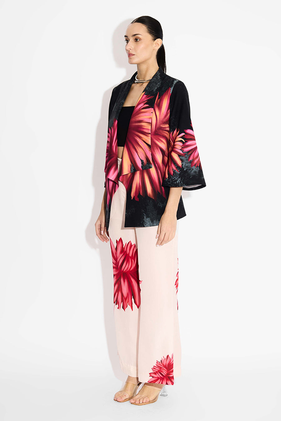 Black Floral Printed Shrug
