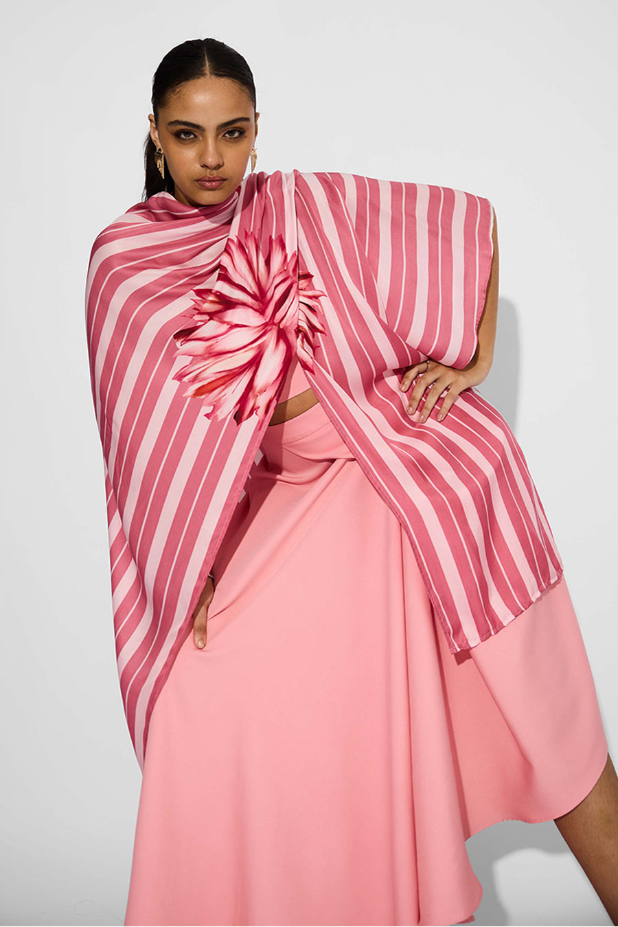 Pink Striped Wrap-Style Overlay