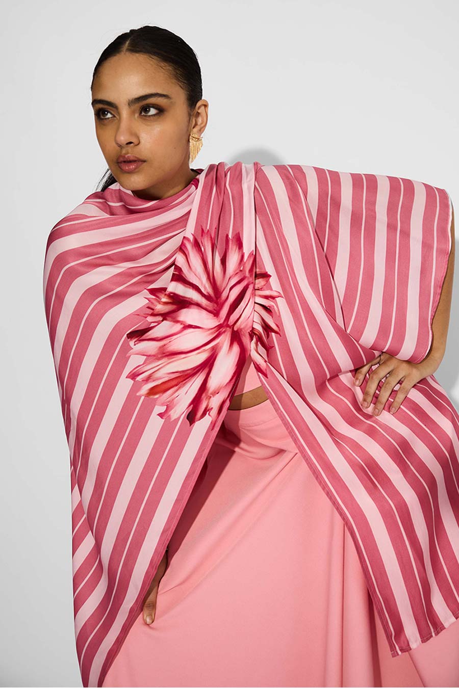 Pink Striped Wrap-Style Overlay