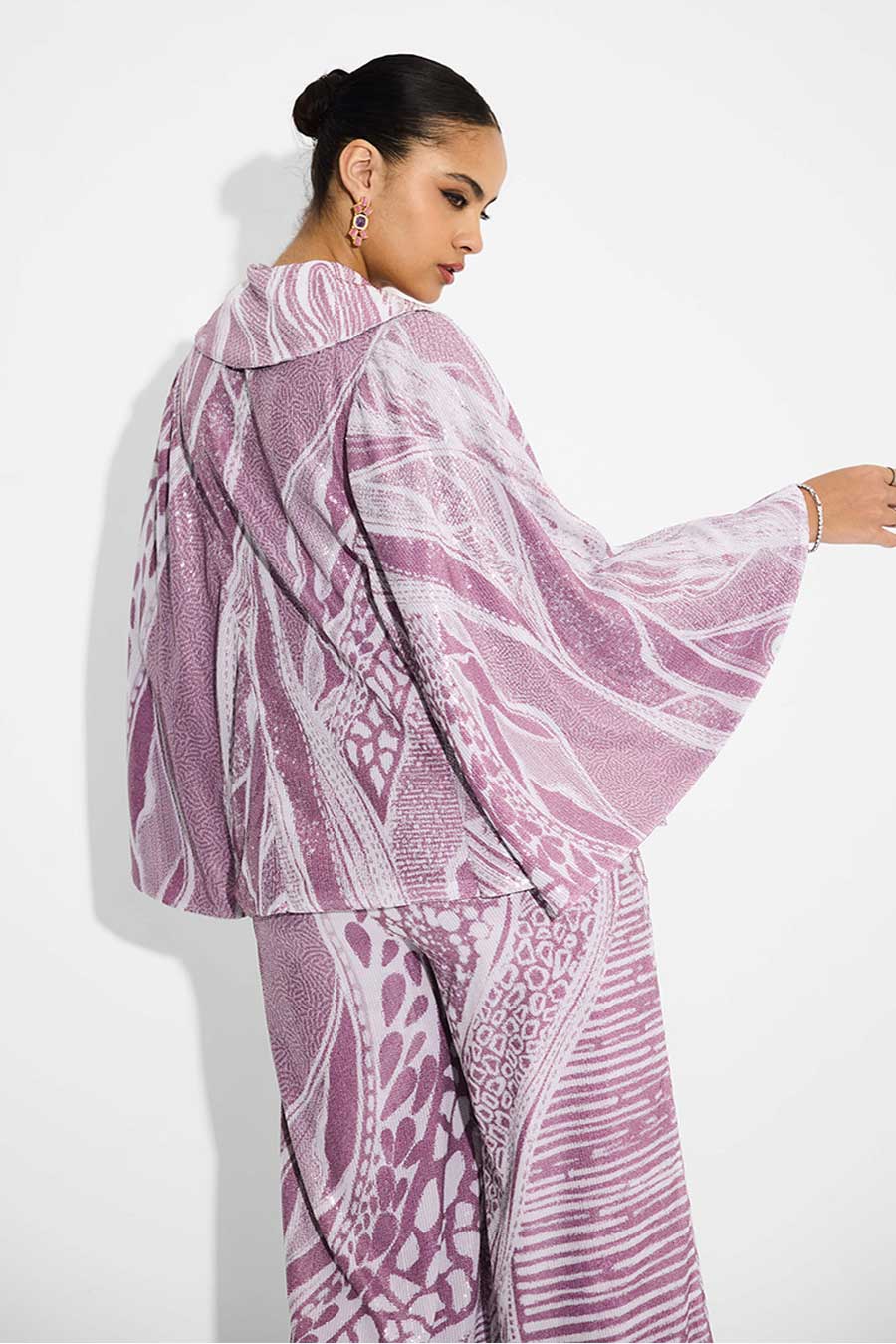 Dusty Purple Sequins Cape-Style Jacket