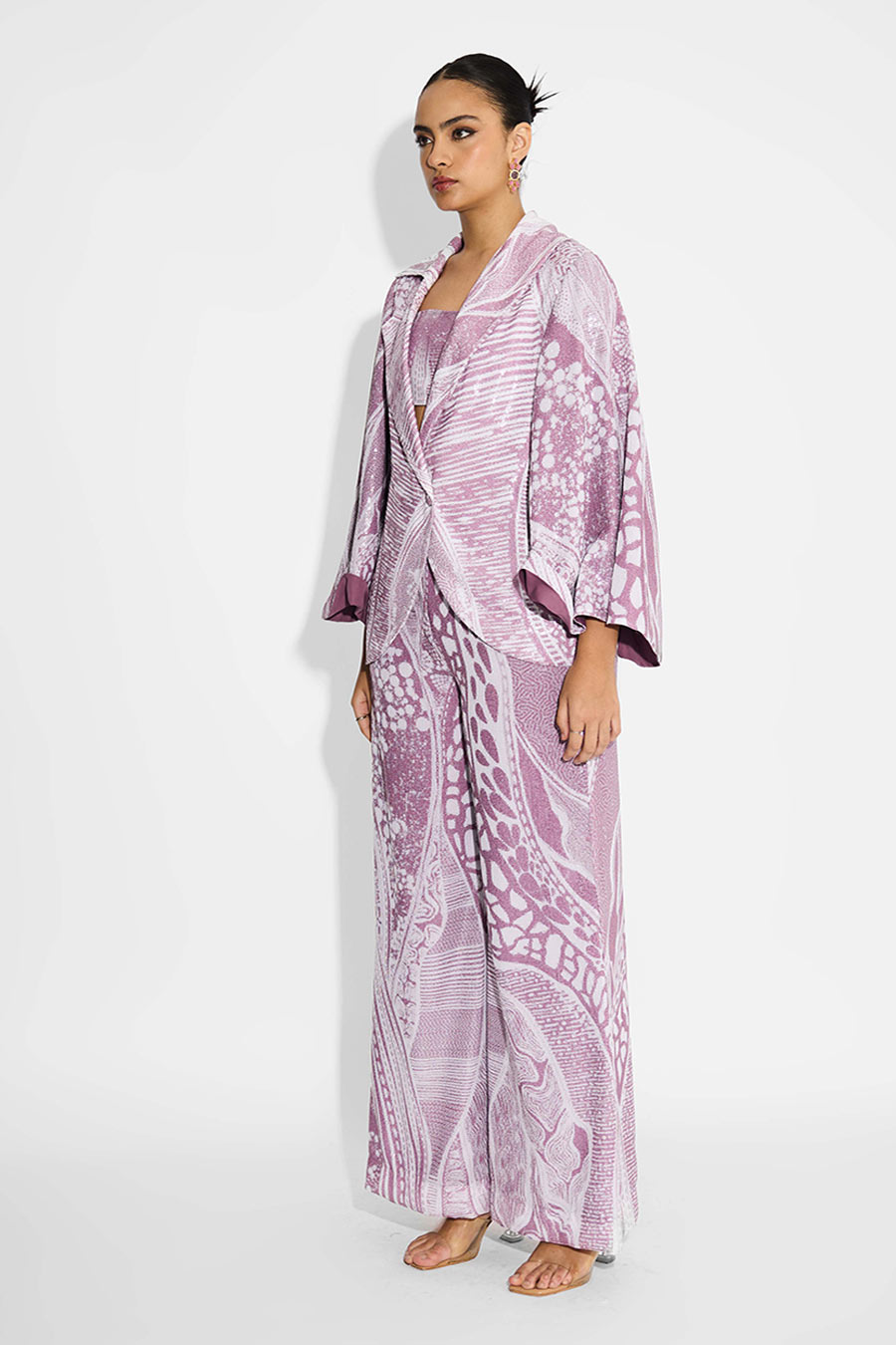 Dusty Purple Sequins Cape-Style Jacket