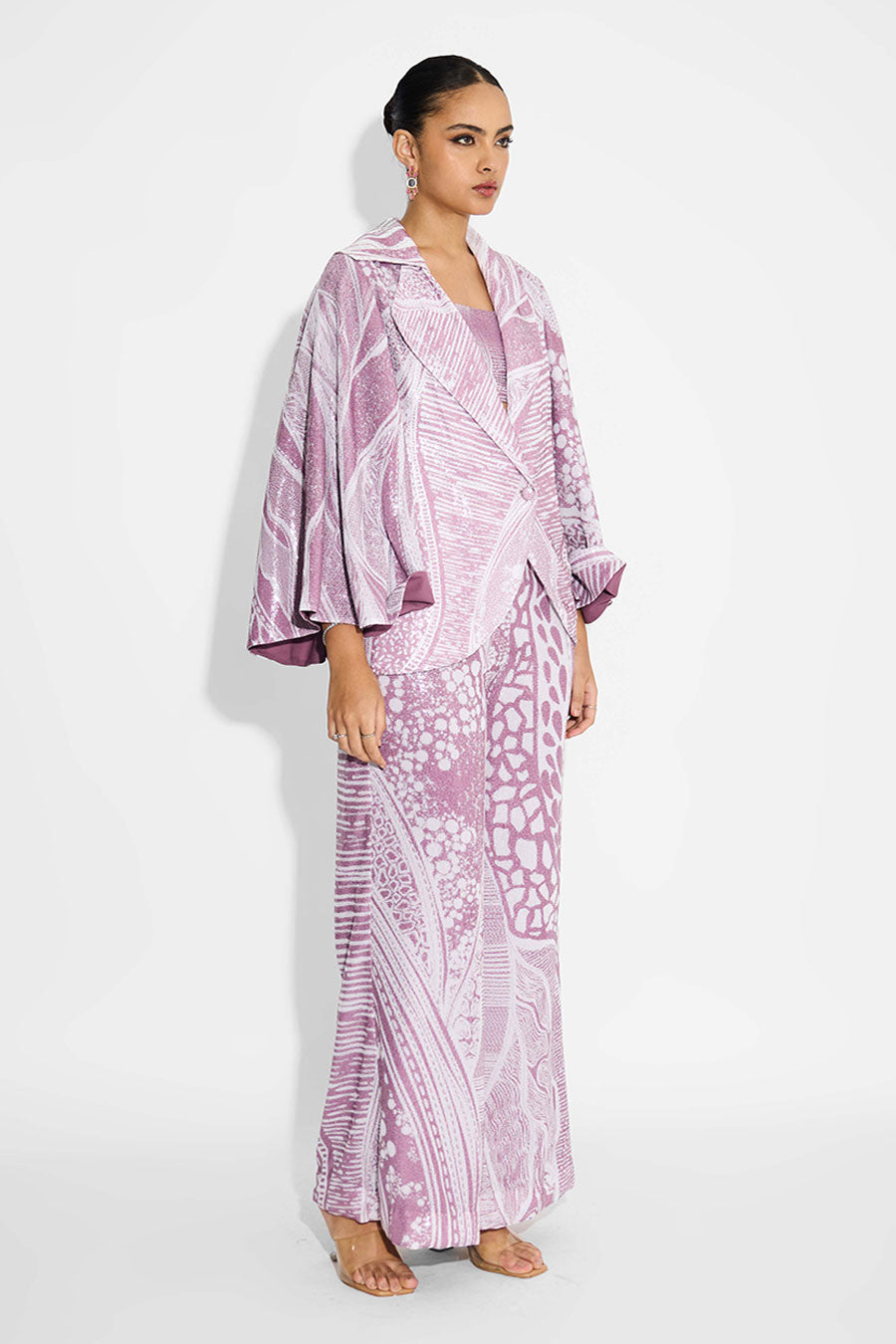 Dusty Purple Sequins Cape-Style Jacket