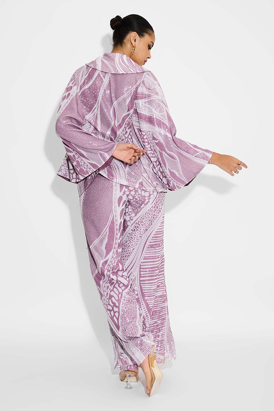 Dusty Purple Sequins Cape-Style Jacket