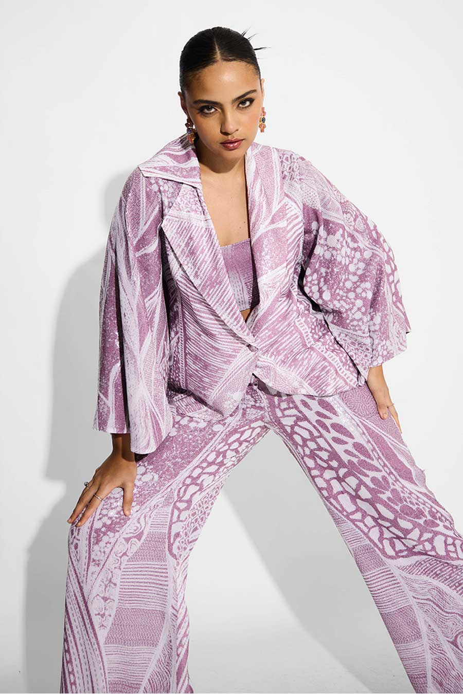 Dusty Purple Sequins Cape-Style Jacket