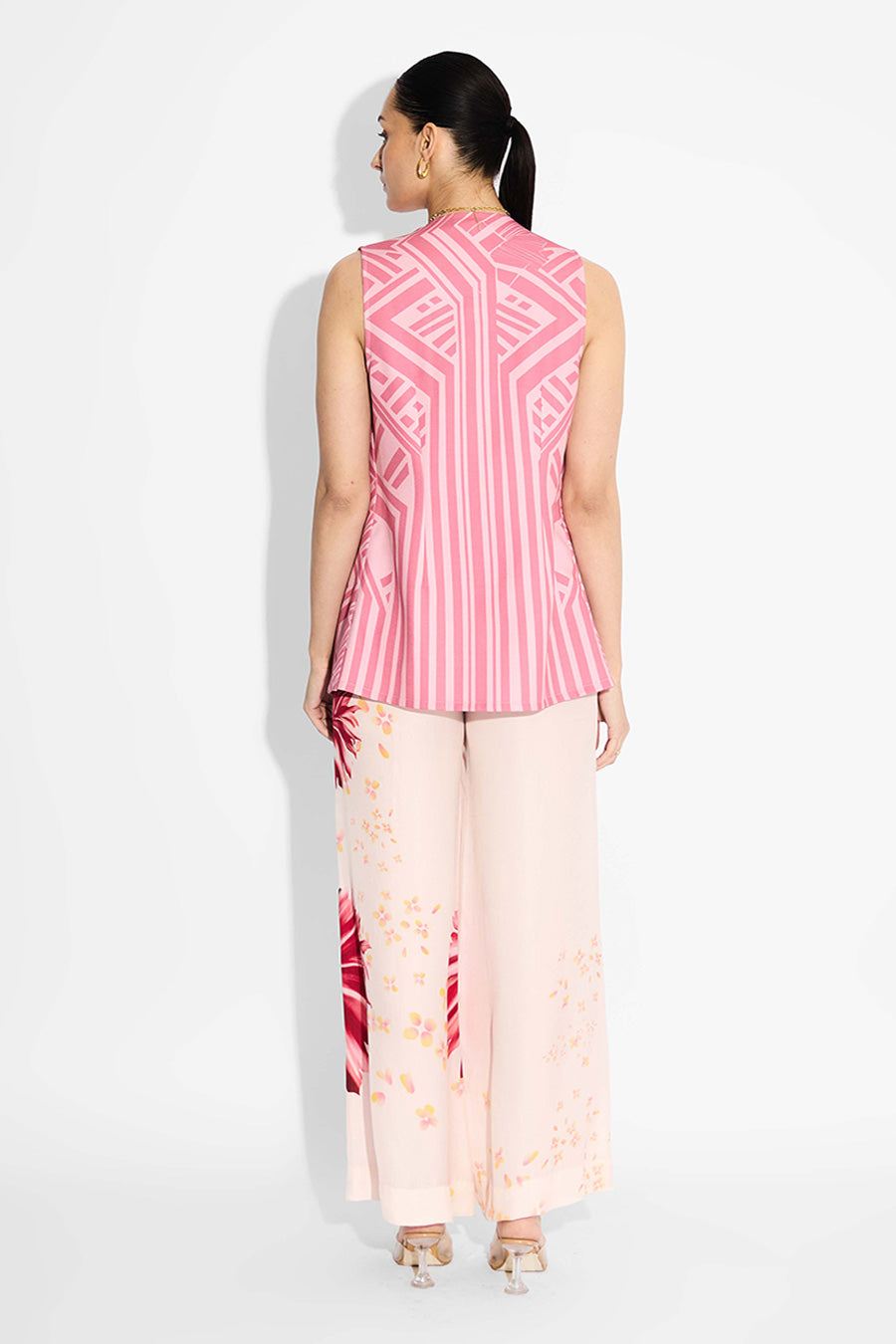 Pink Striped Lapel Shrug