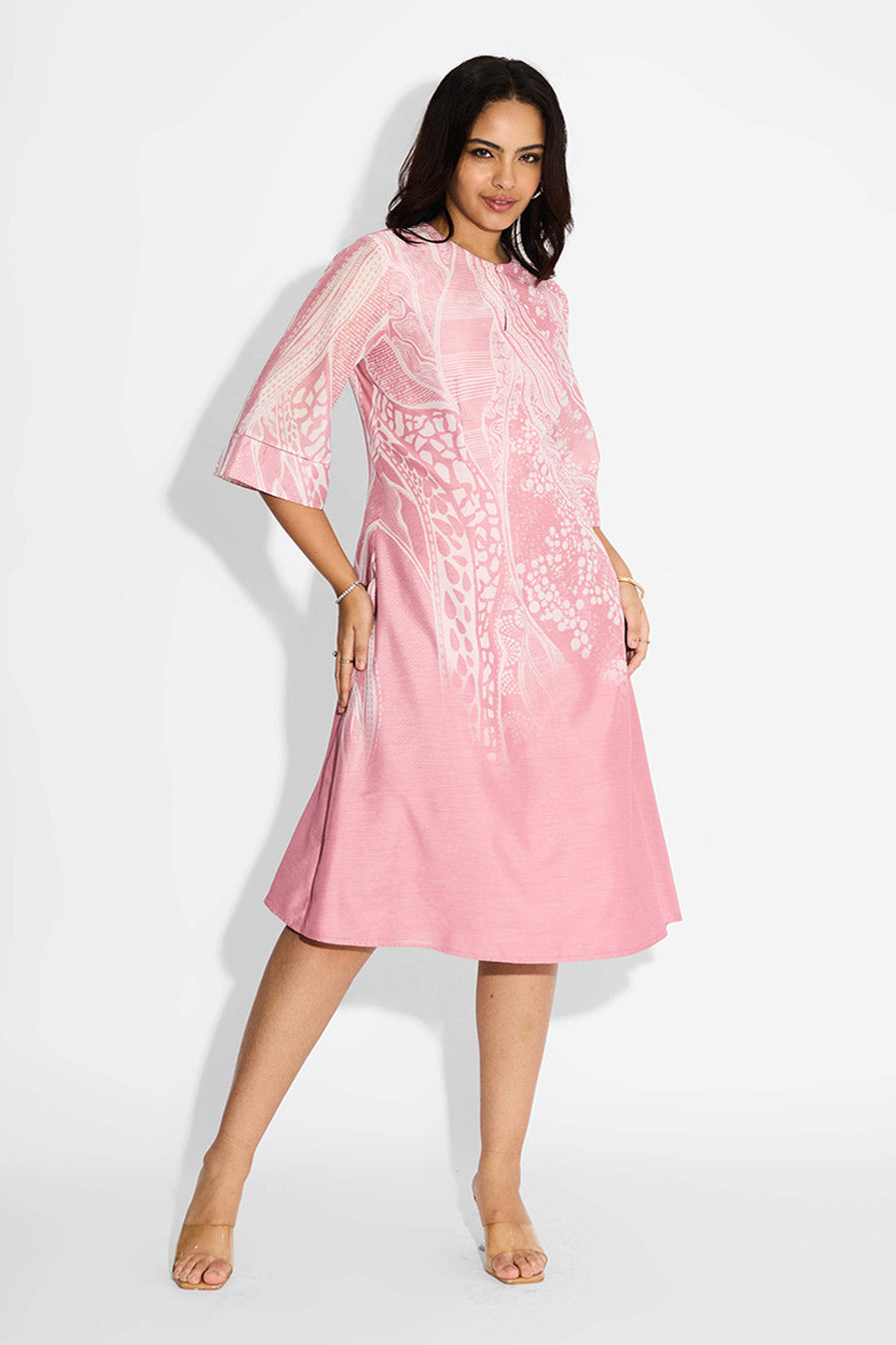 Pink Swirl Printed Dress