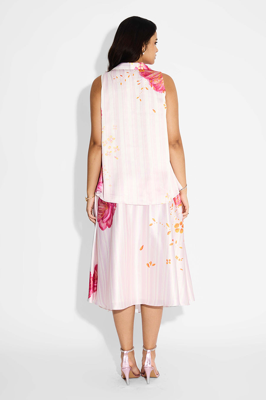 Ivory Floral Striped Printed Top