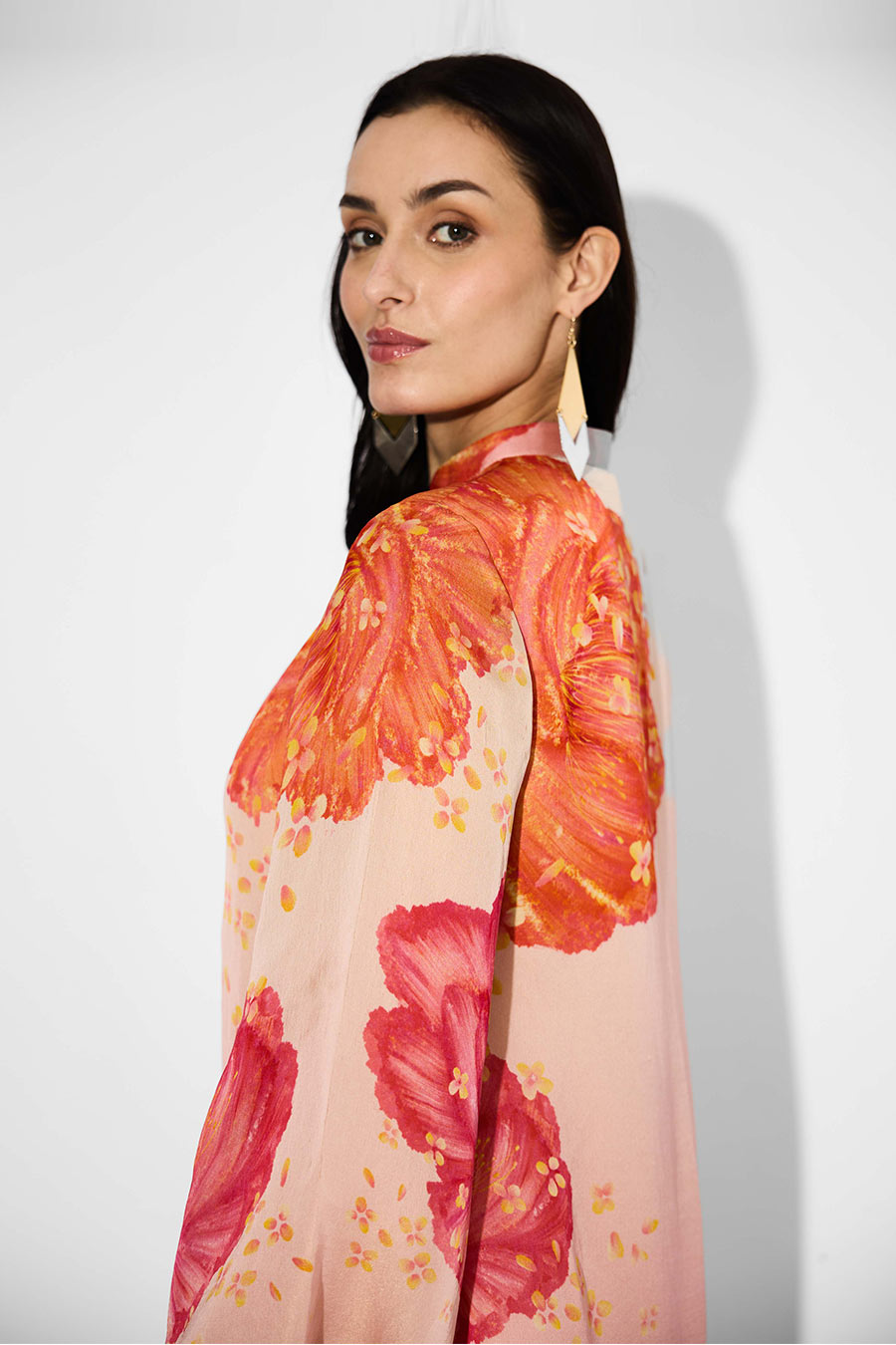 Pink Ombre Floral Printed Long Dress