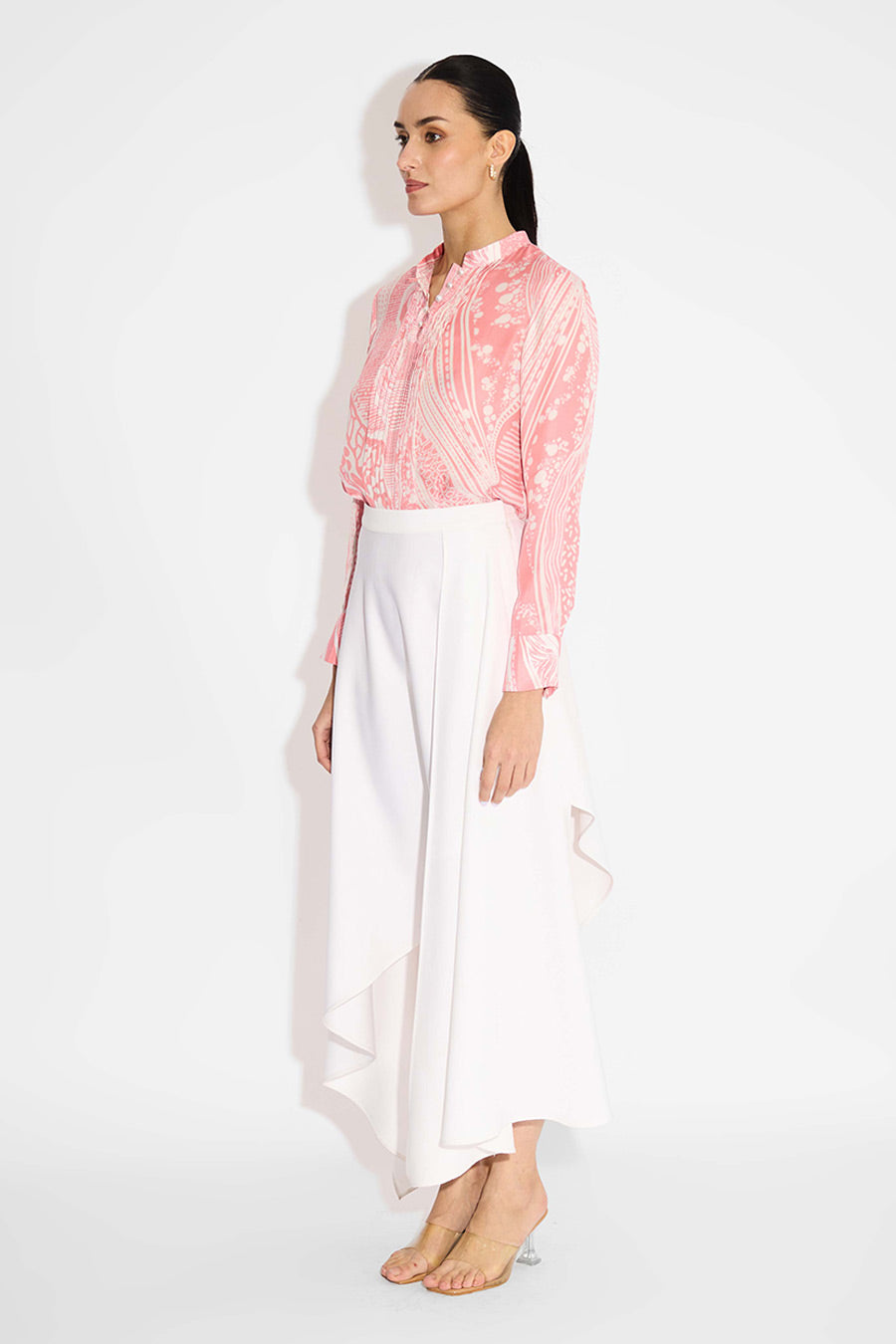 Pink Printed Pintuck Shirt