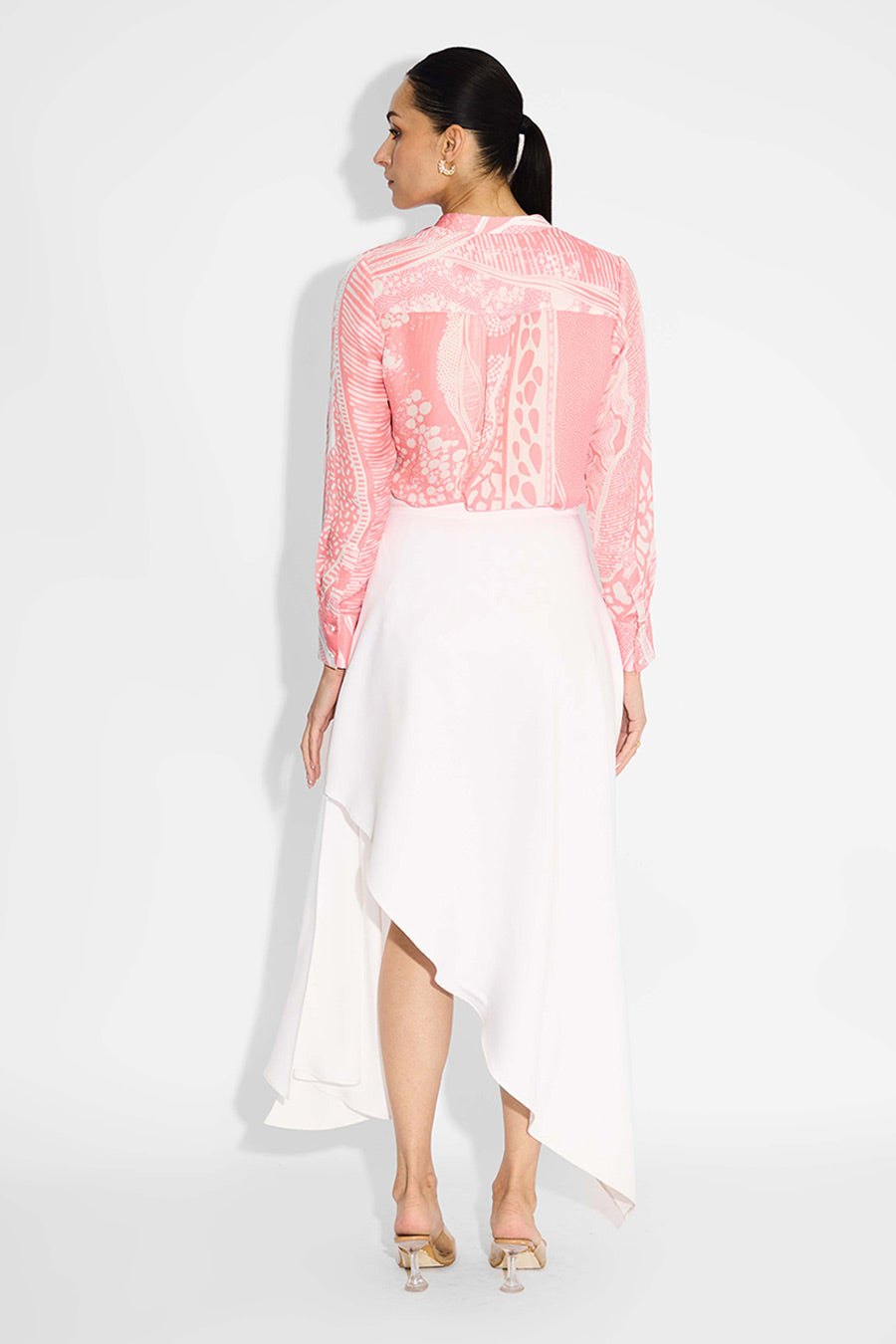 Pink Printed Pintuck Shirt