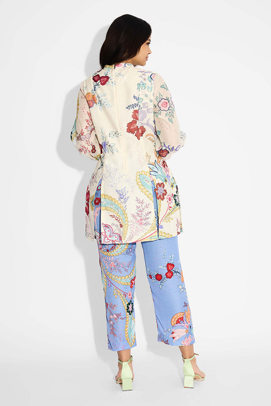 Ivory Chintz Printed Double-Slit Kurta
