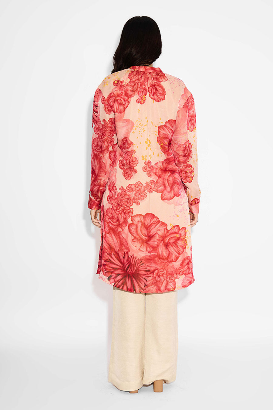 Pink Floral Printed Straight Kurta