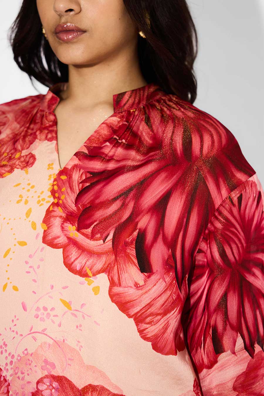Pink Floral Printed Straight Kurta