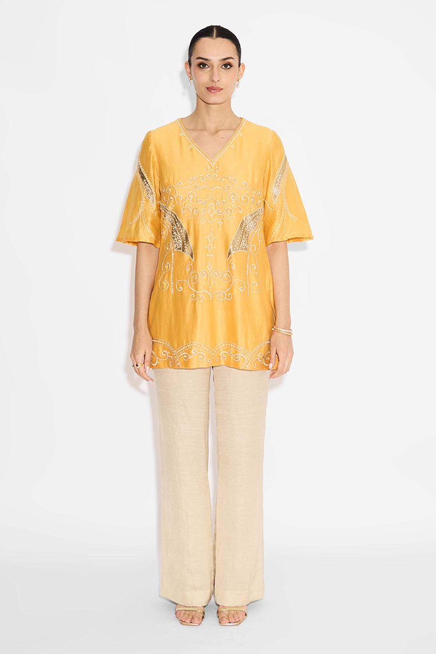 Yellow Applique Embellished Top