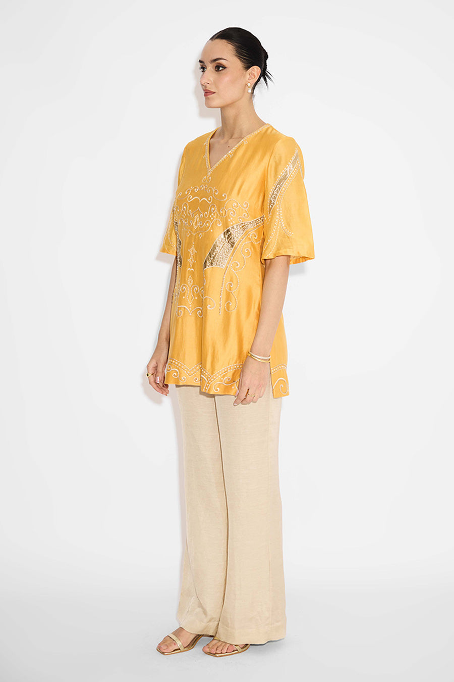 Yellow Applique Embellished Top