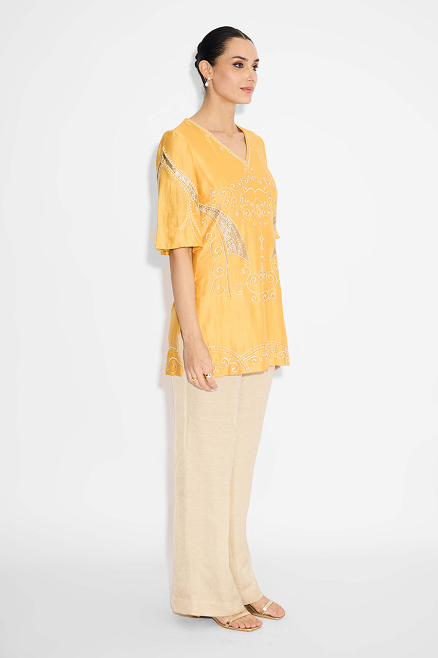 Yellow Applique Embellished Top