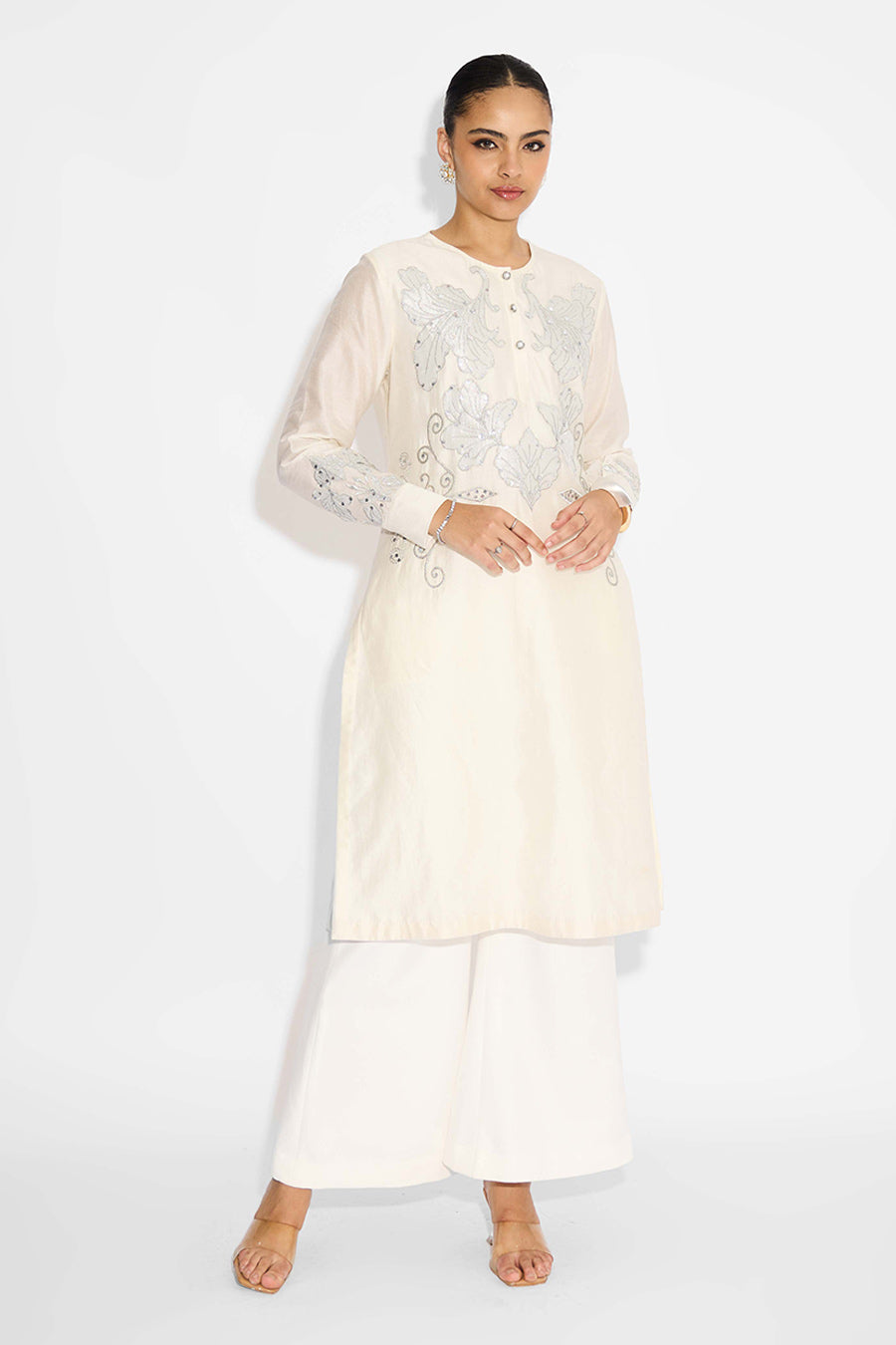Ivory Applique Straight Kurta