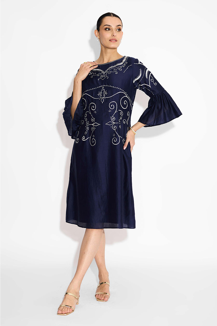 Navy Blue Embellished Dress