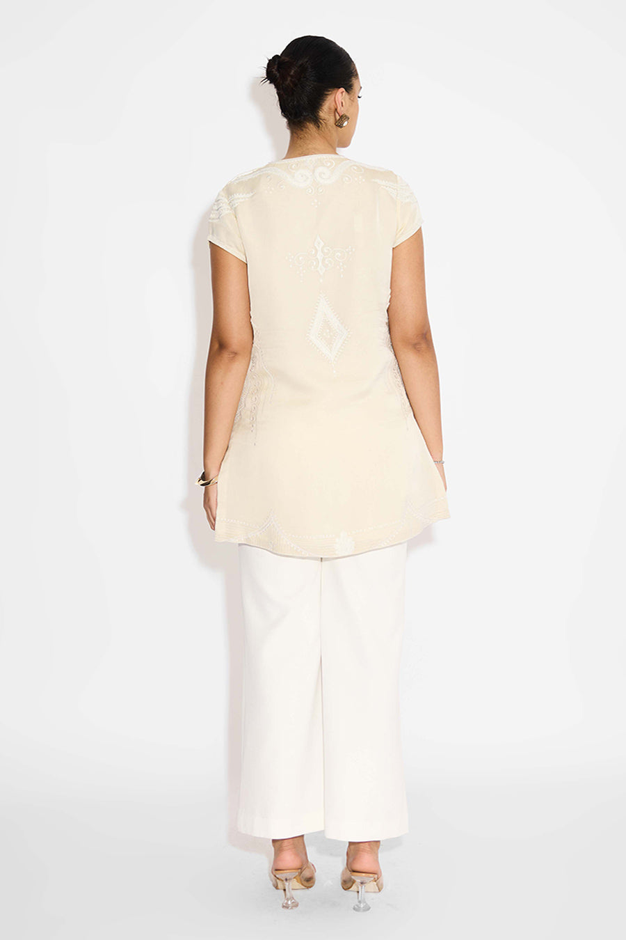Ivory Embellished Short Kurta
