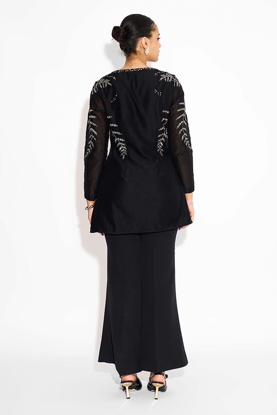 Black Embellished Short Kurta