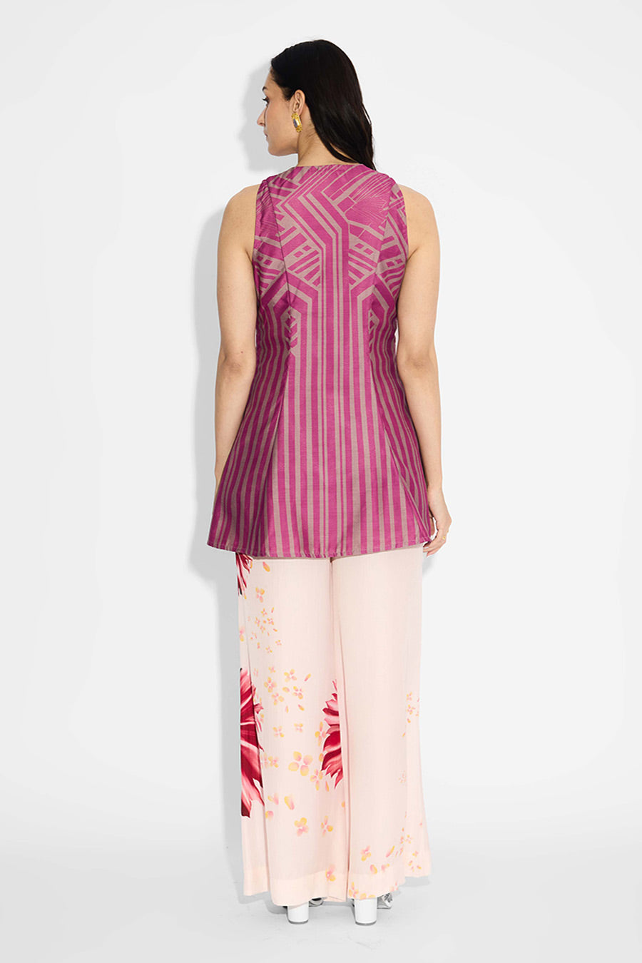 Pink Floral Printed Wide-Leg Pant
