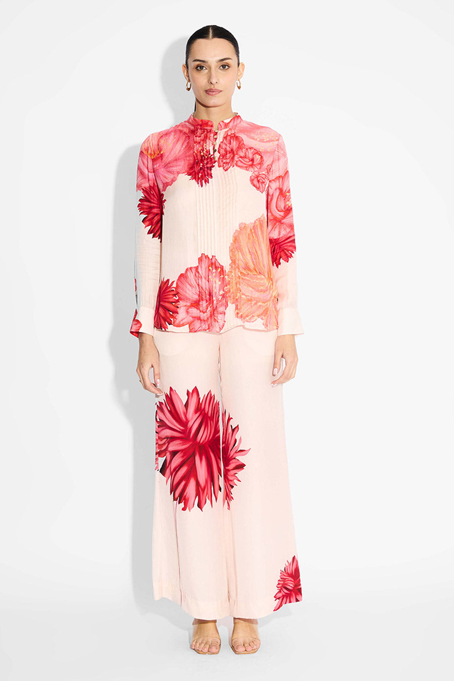 Pink Floral Printed Straight Pant