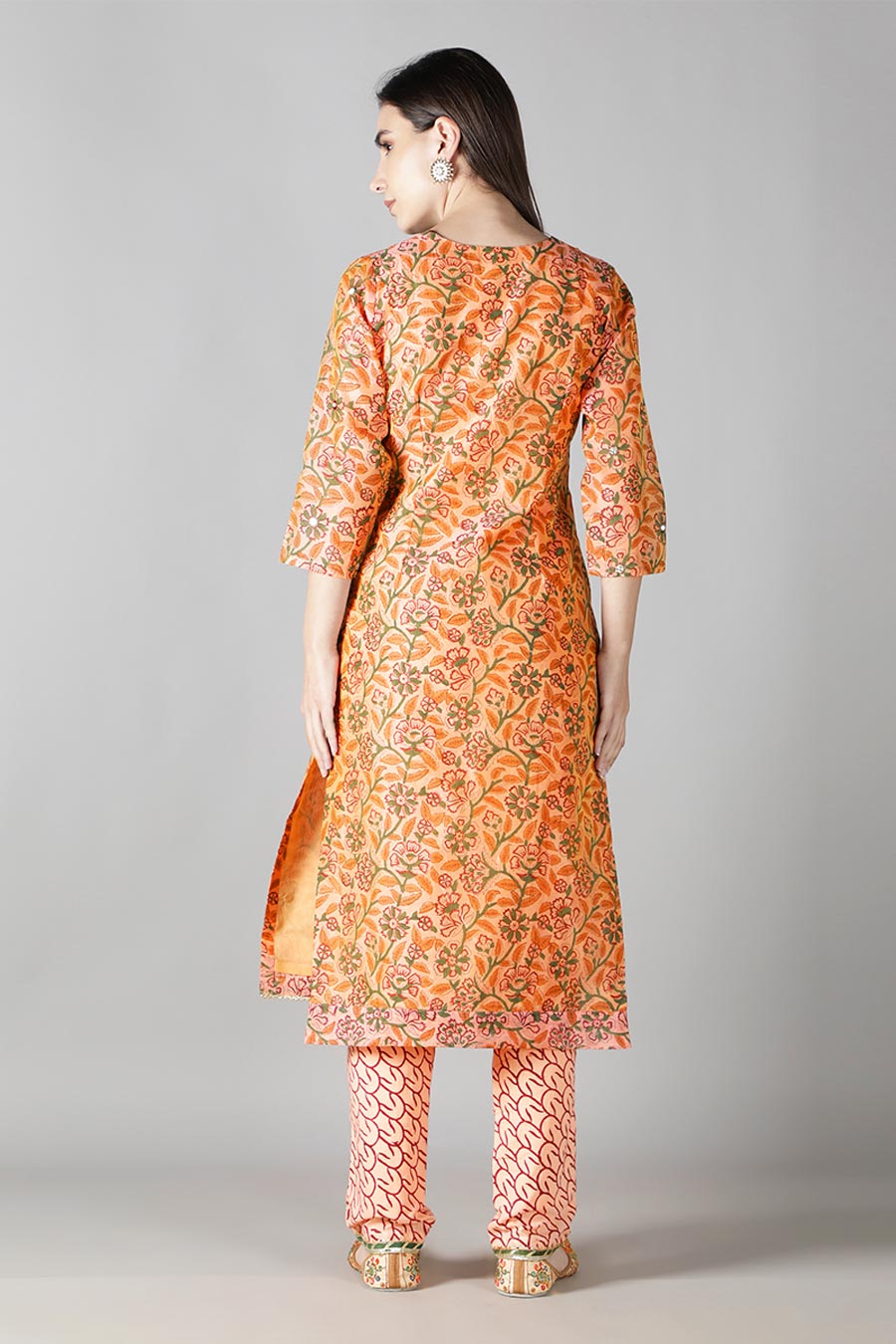 Pale Yellow Floral Printed Kurta Set