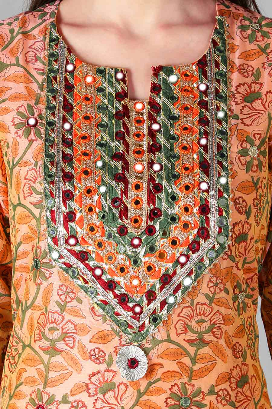 Pale Yellow Floral Printed Kurta Set