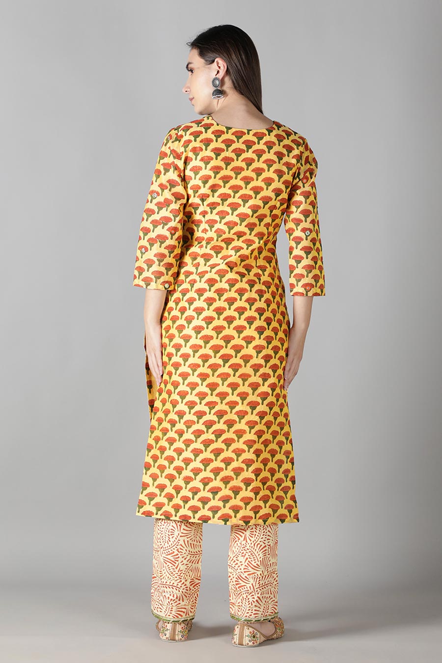 Dusty Peach Floral Printed Kurta Set