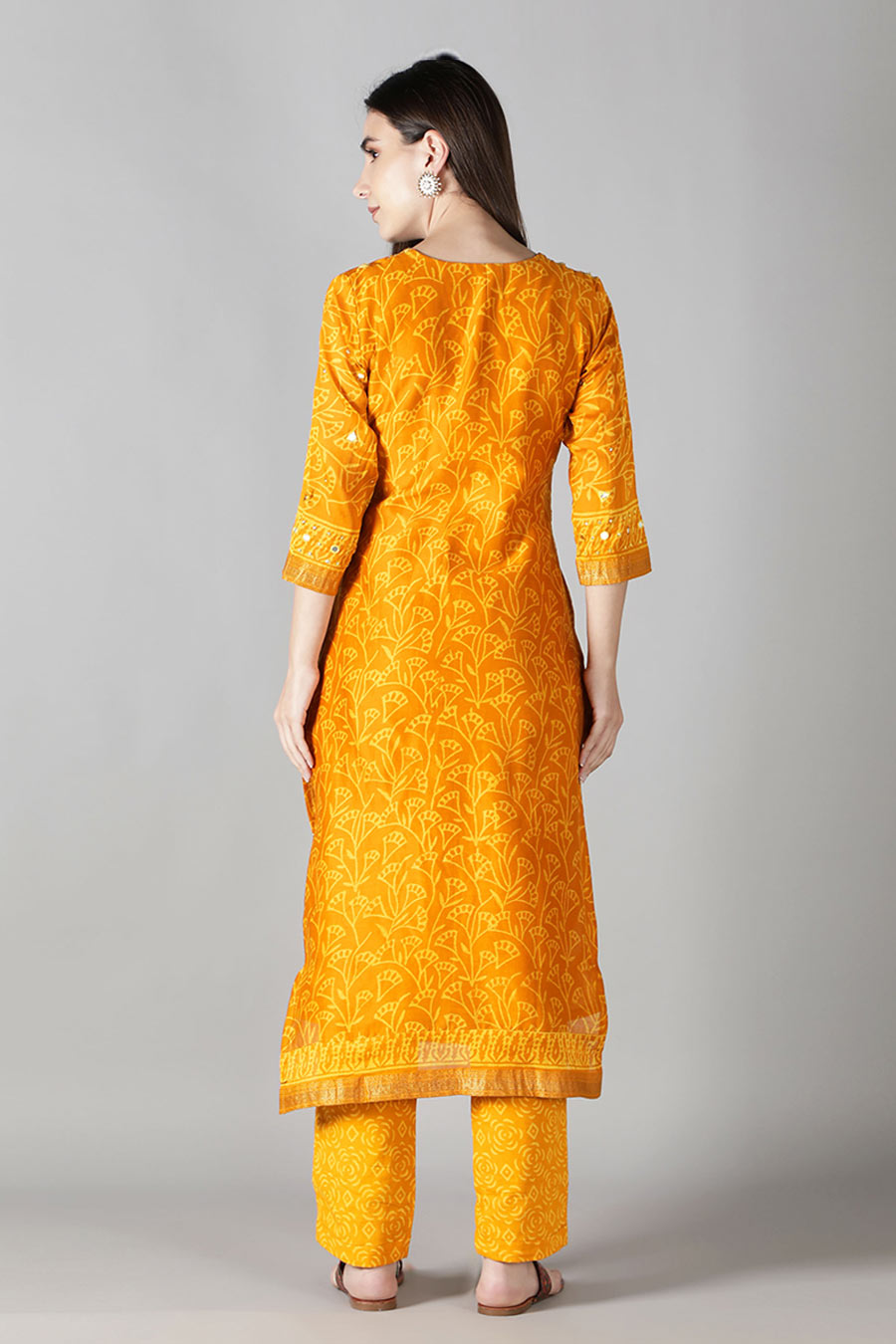 Marigold Yellow Printed Kurta Set
