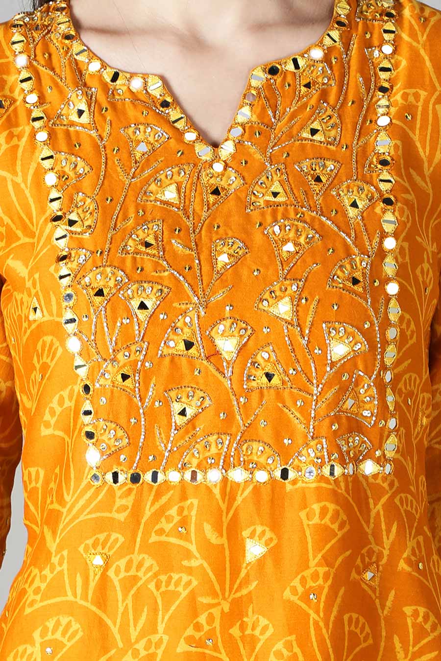 Marigold Yellow Printed Kurta Set