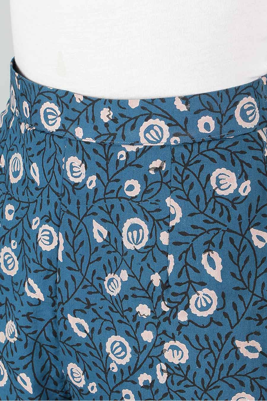 Sapphire Blue Poppy Printed Kurta Set