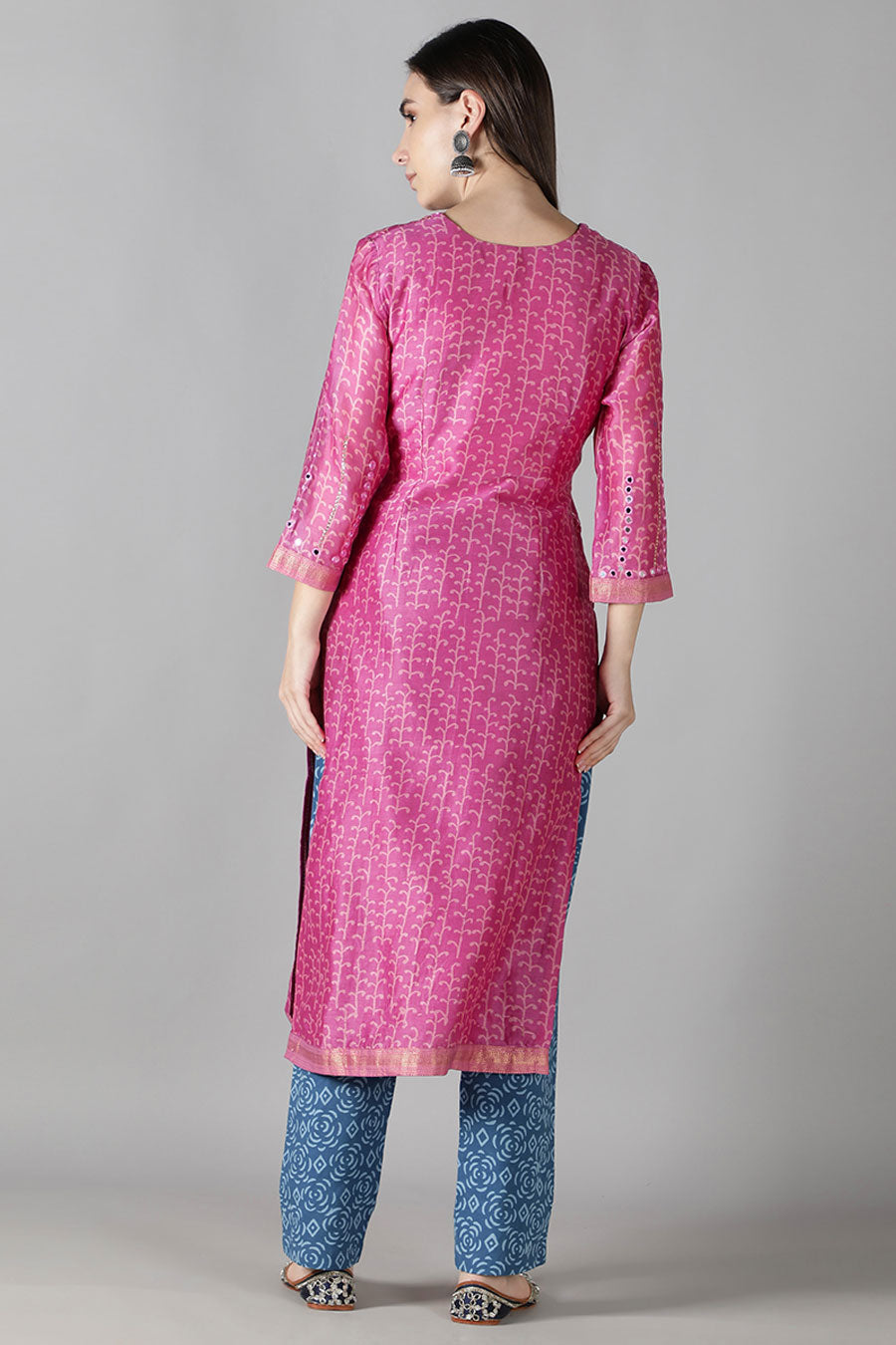 Pink & Sapphire Blue Printed Kurta Set