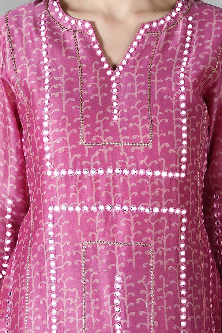 Pink & Sapphire Blue Printed Kurta Set