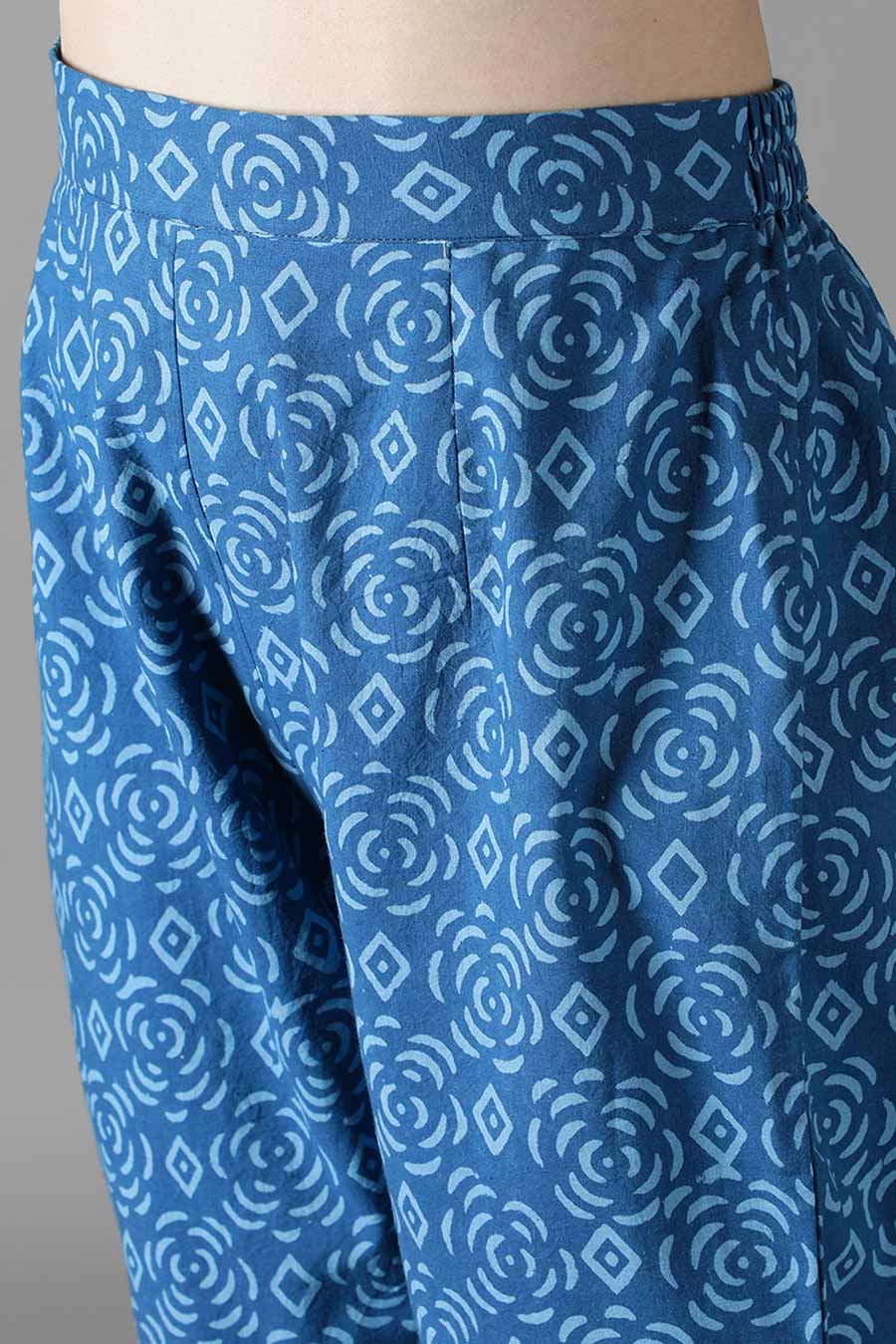 Pink & Sapphire Blue Printed Kurta Set