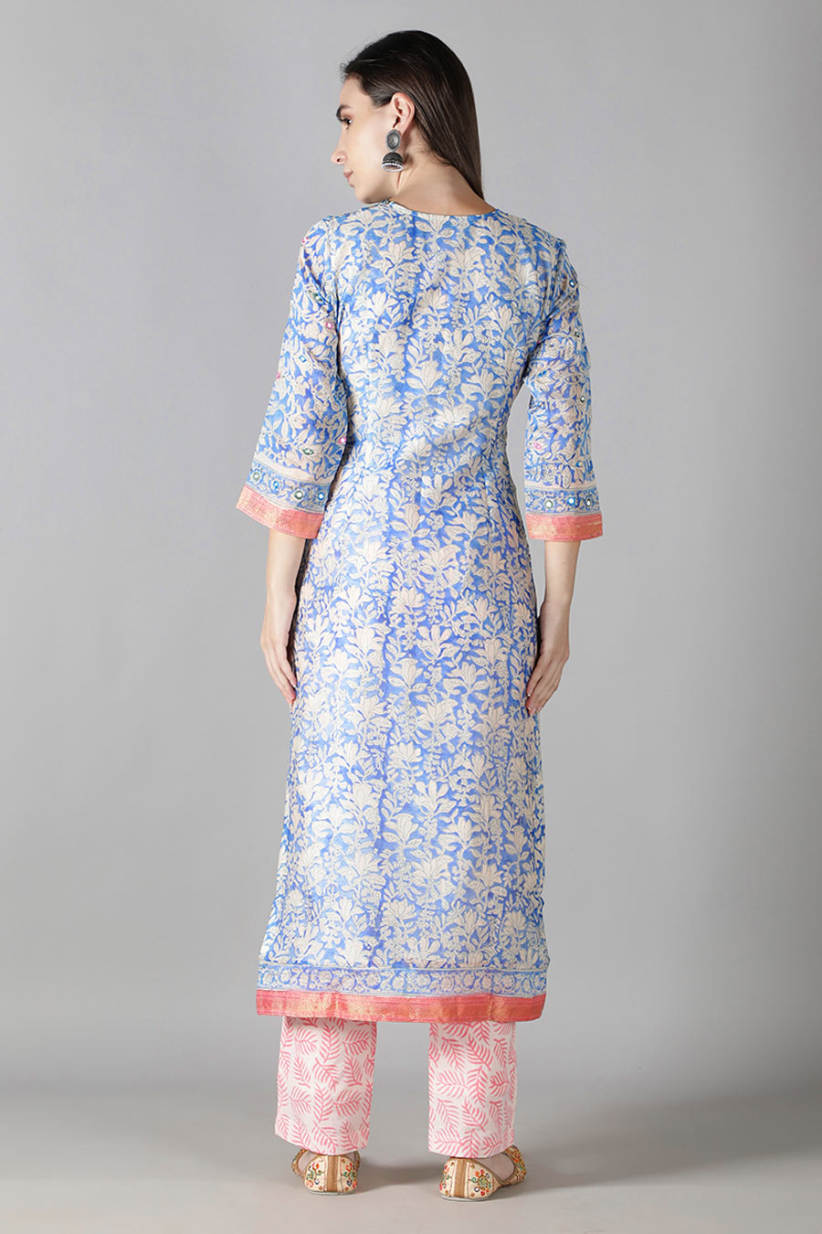 Serenity Blue & Pink Printed Kurta Set