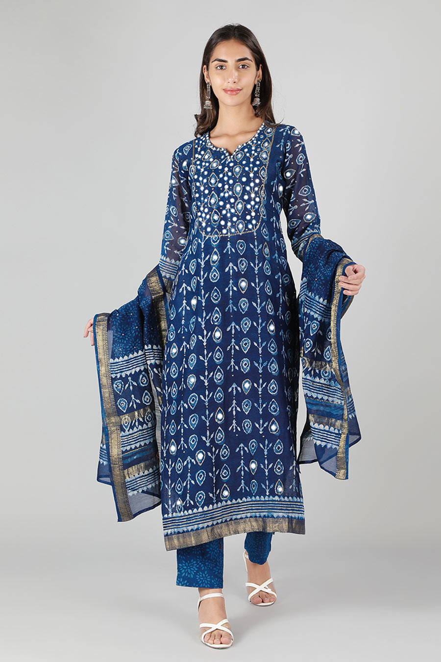 Indigo Blue Printed Kurta Set
