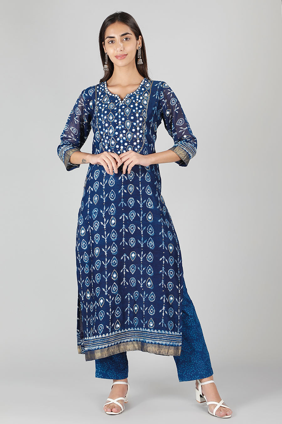 Indigo Blue Printed Kurta Set