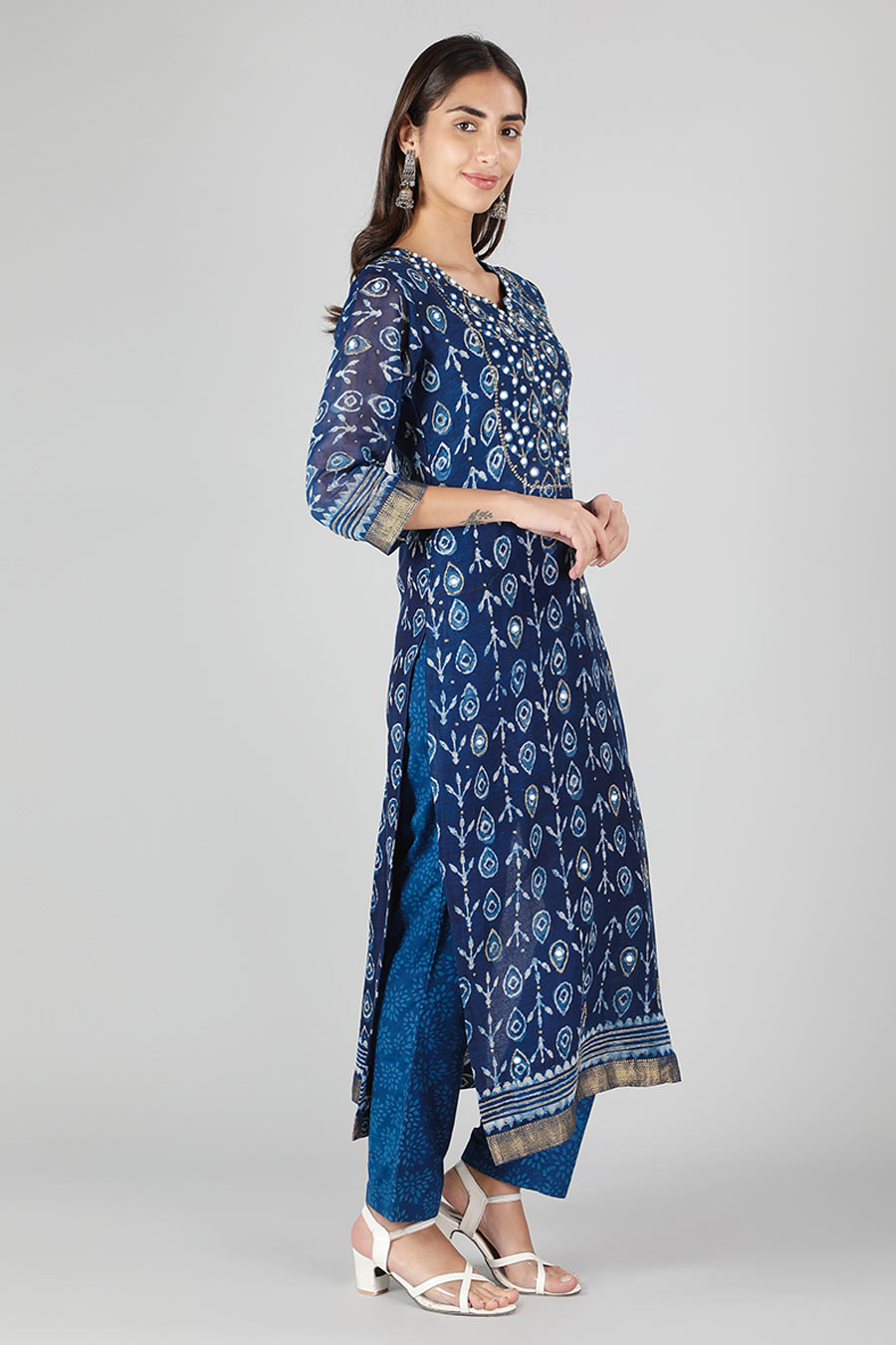 Indigo Blue Printed Kurta Set
