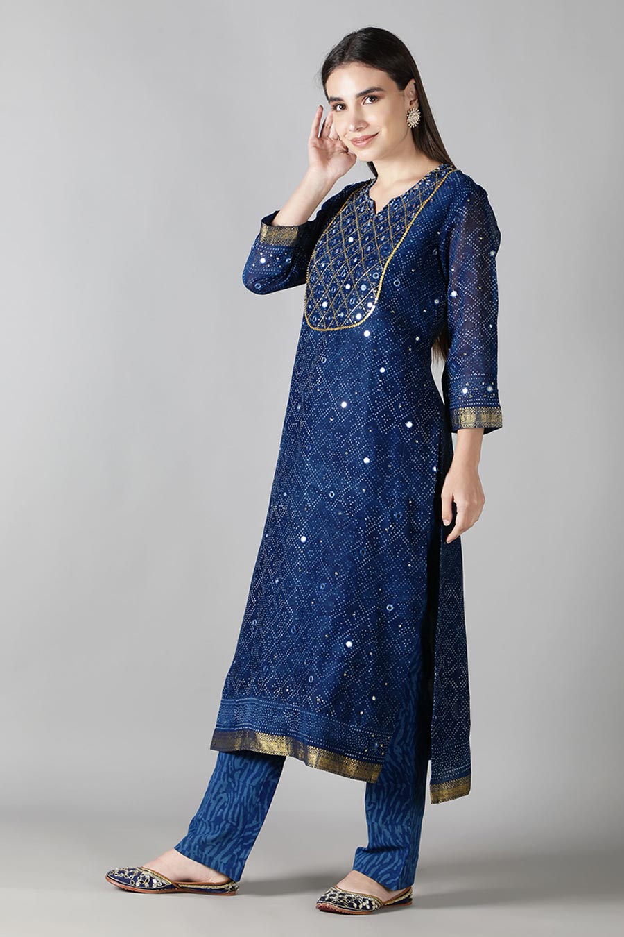Midnight Blue Printed Kurta Set