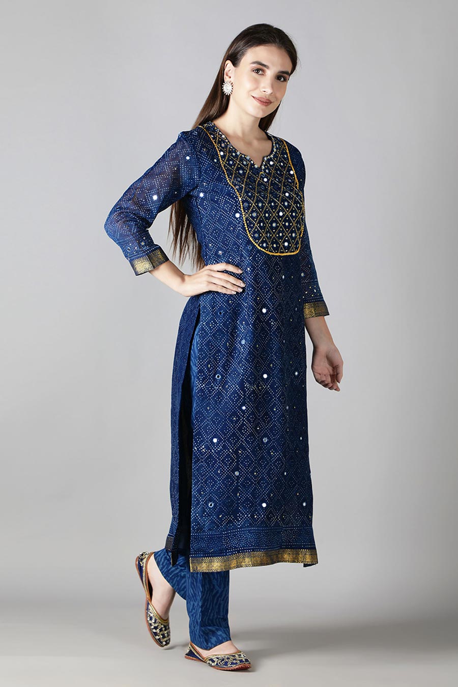 Midnight Blue Printed Kurta Set