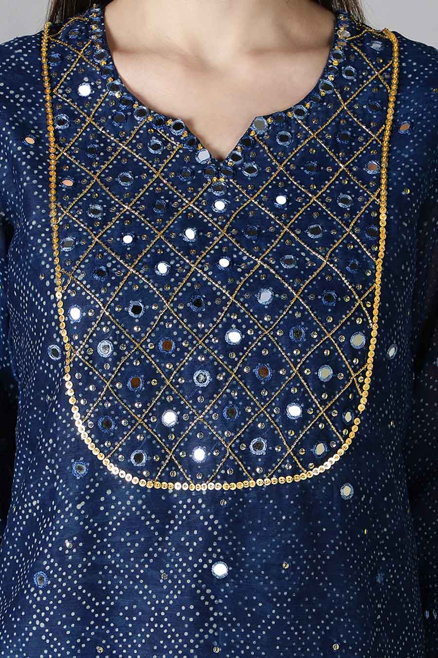 Midnight Blue Printed Kurta Set