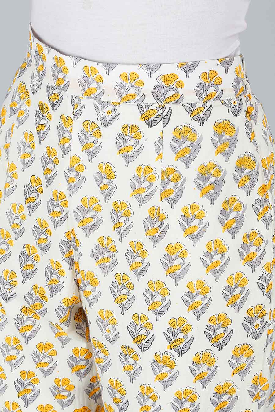 Peach & Yellow Printed Kurta Set