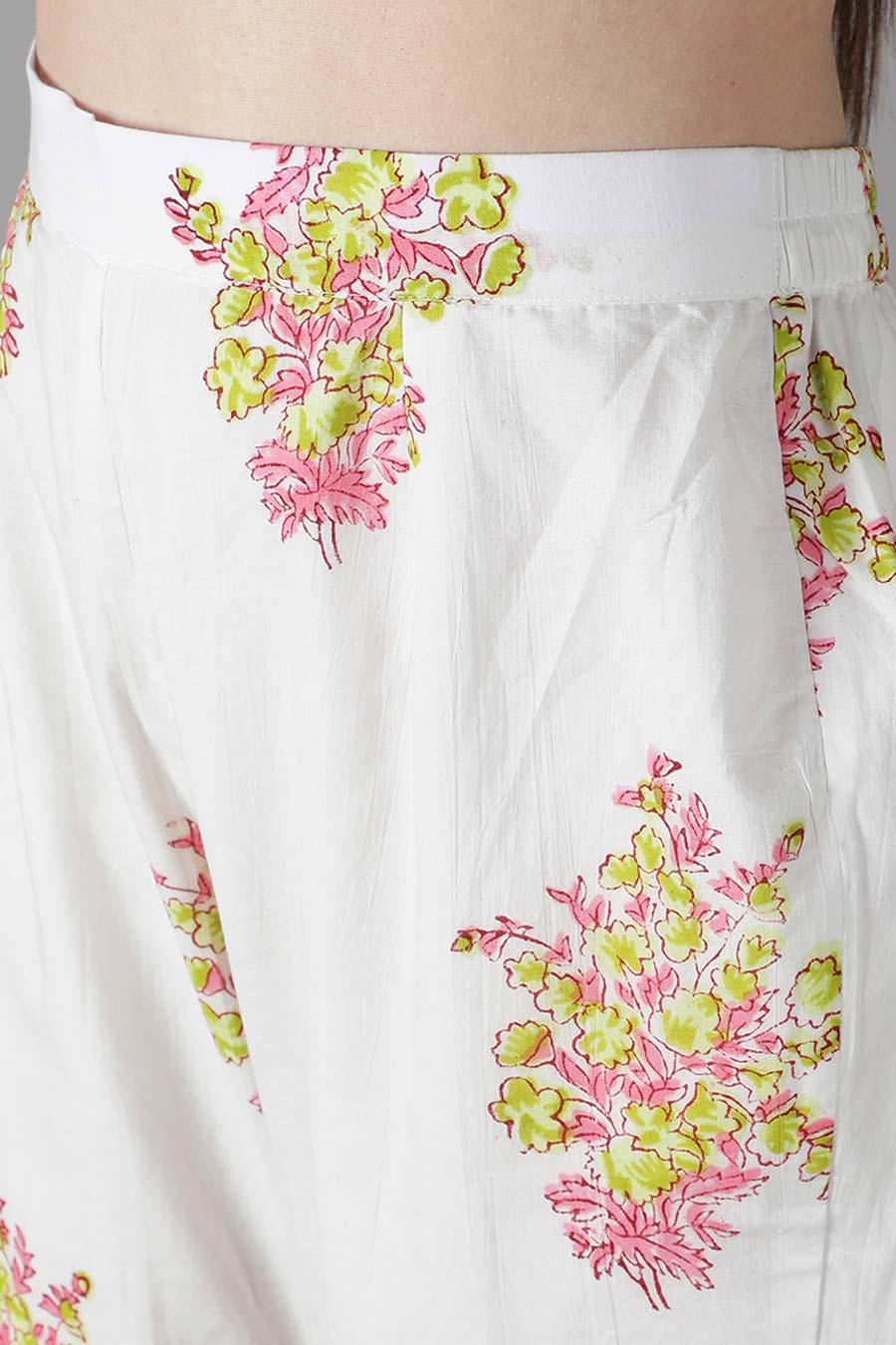 Lime Green Floral Printed Kurta Set