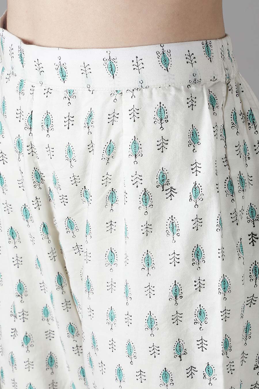 Aqua Blue Floral Printed Kurta Set