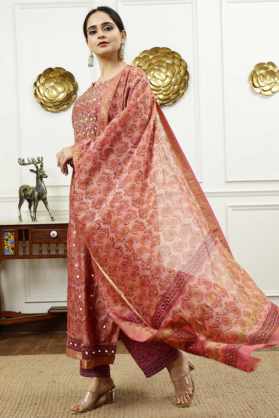 Pink Paisley Printed Kurta Set